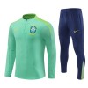 Brésil Sweat d'Entraînement Quarter-Zip 2024-25 Verte Pour Enfant